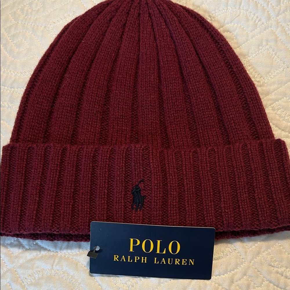 Ralph Lauren Deep Red Knit Beanie